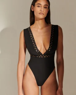 Cheap LYNWOOD PLUNGE ONE PIECE STONE 1 Piece Swimsuits