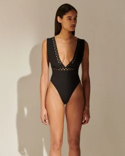 Cheap LYNWOOD PLUNGE ONE PIECE STONE 1 Piece Swimsuits